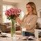 12-Piece Deep Pink Artificial Roses – 20" Long Stem Silk Roses for Wedding Bouquets, Centerpieces, Home & Party Decor